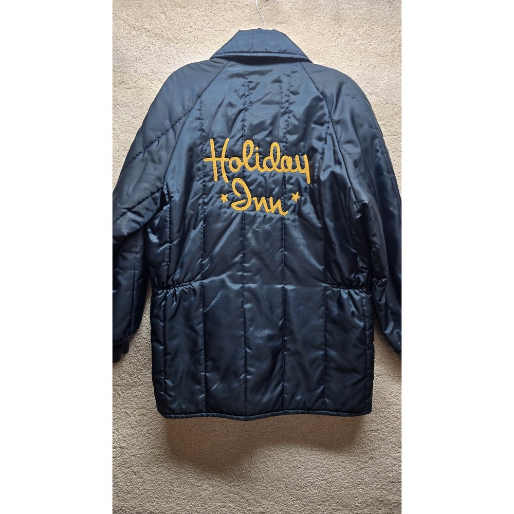 Vintage 70s 80s Holiday‎ Inn Coat Walls Blizzard Pruf Adult L USA Made Dark Blue